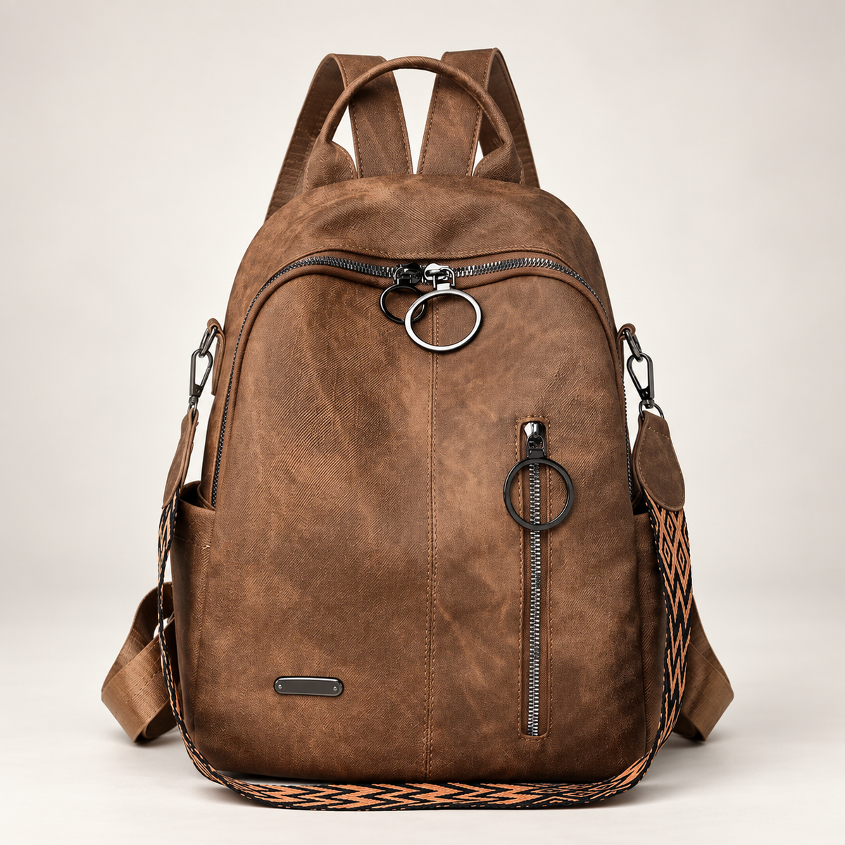 Camille Women’s Casual Backpack Purse with Ring-Pull Zippers