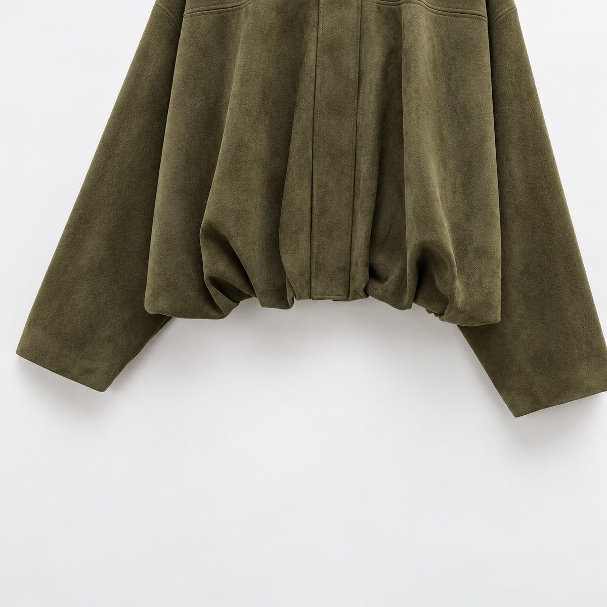 Alessia Women’s Oversized Cropped Suede-Look Jacket with Shoulder Tabs
