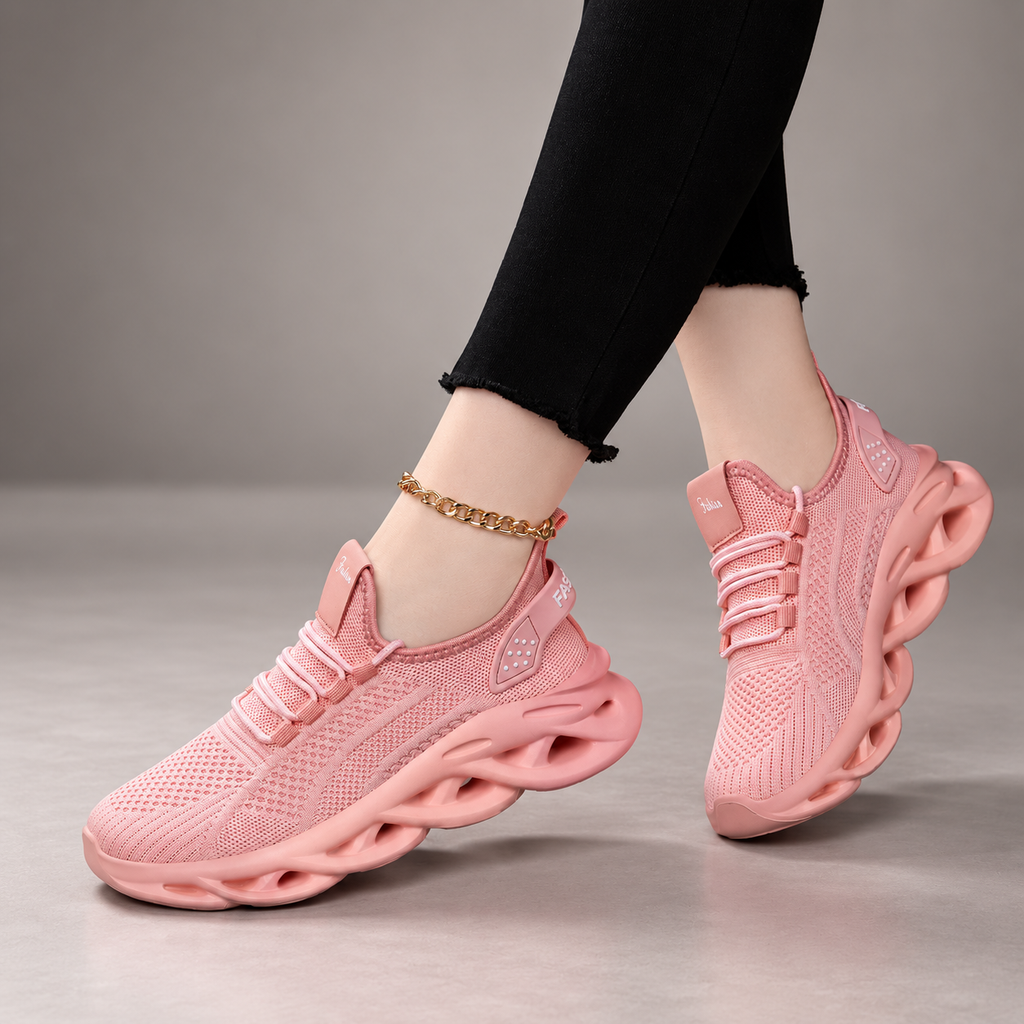 Bianca Women’s Knit Platform Sneakers – Lace-Up Hollow Sole Walking Shoes
