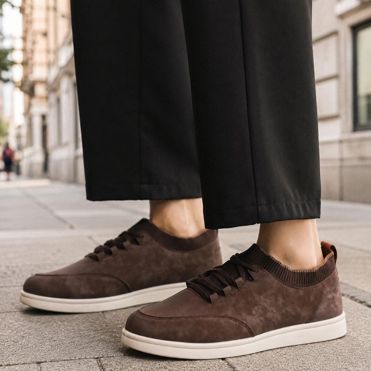 Adrian Men's Textured Low-Top Sneakers with Knit Collar