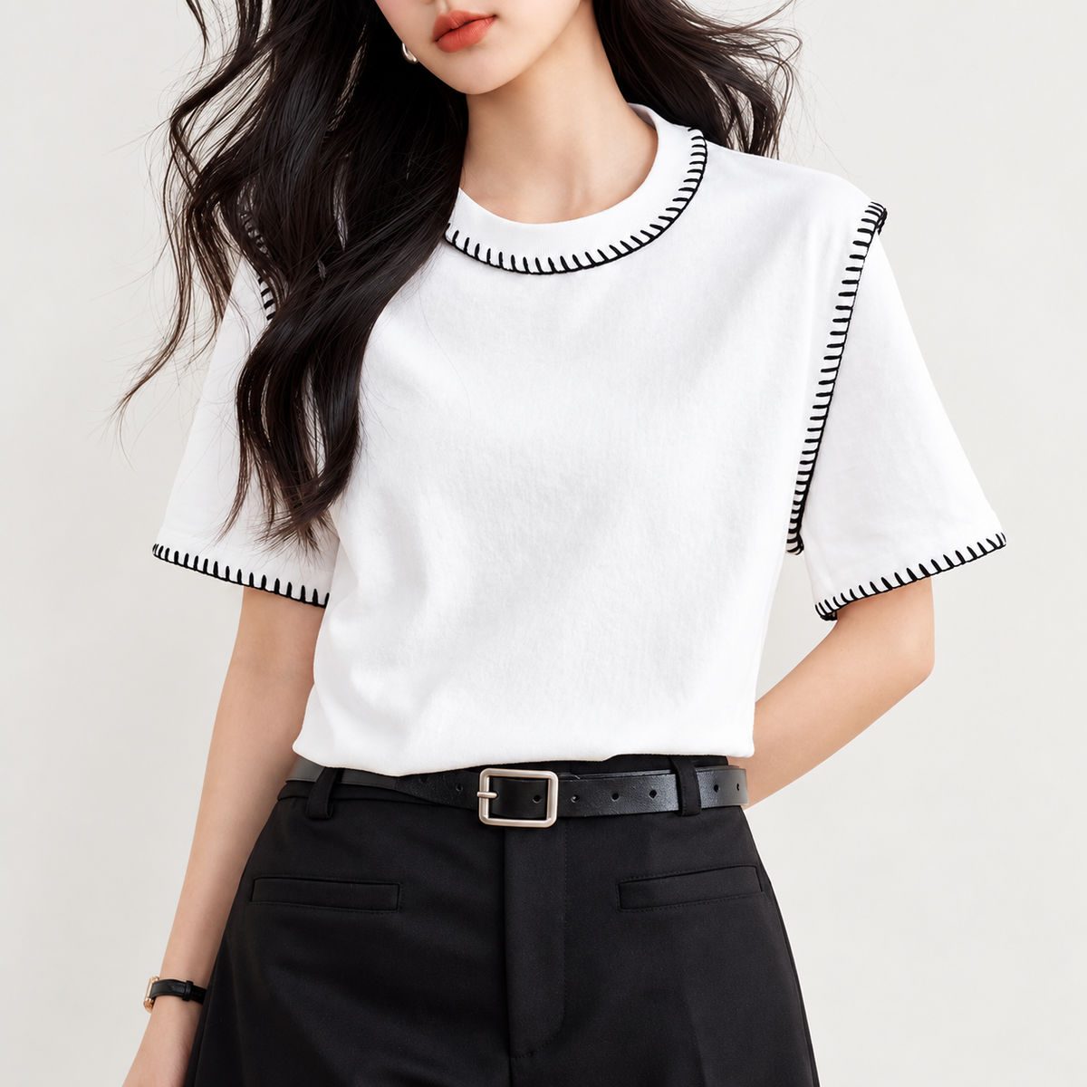 Lucia Contrast Stitch Short Sleeve T-Shirt