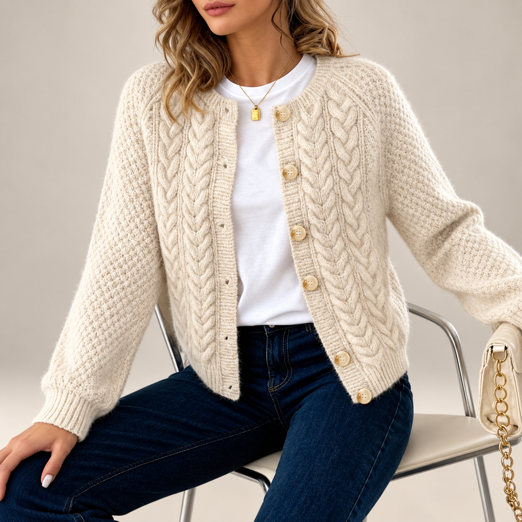 Celeste Cable-Knit Button Cardigan