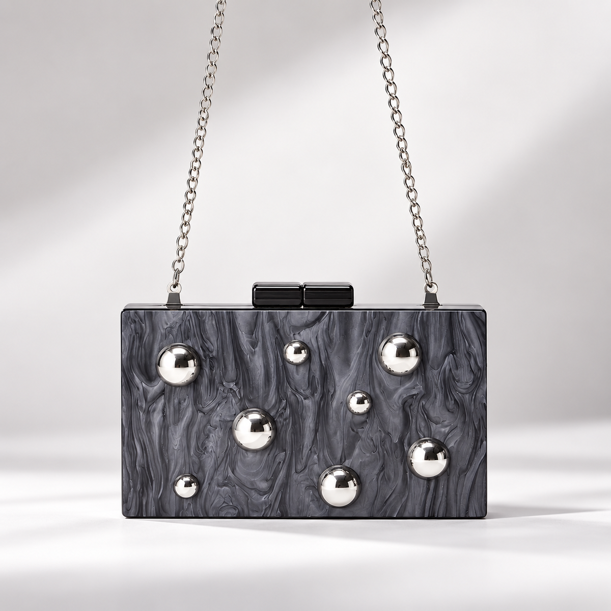 Lucia Maren Tortoiseshell & Marbled Acrylic Box Clutch