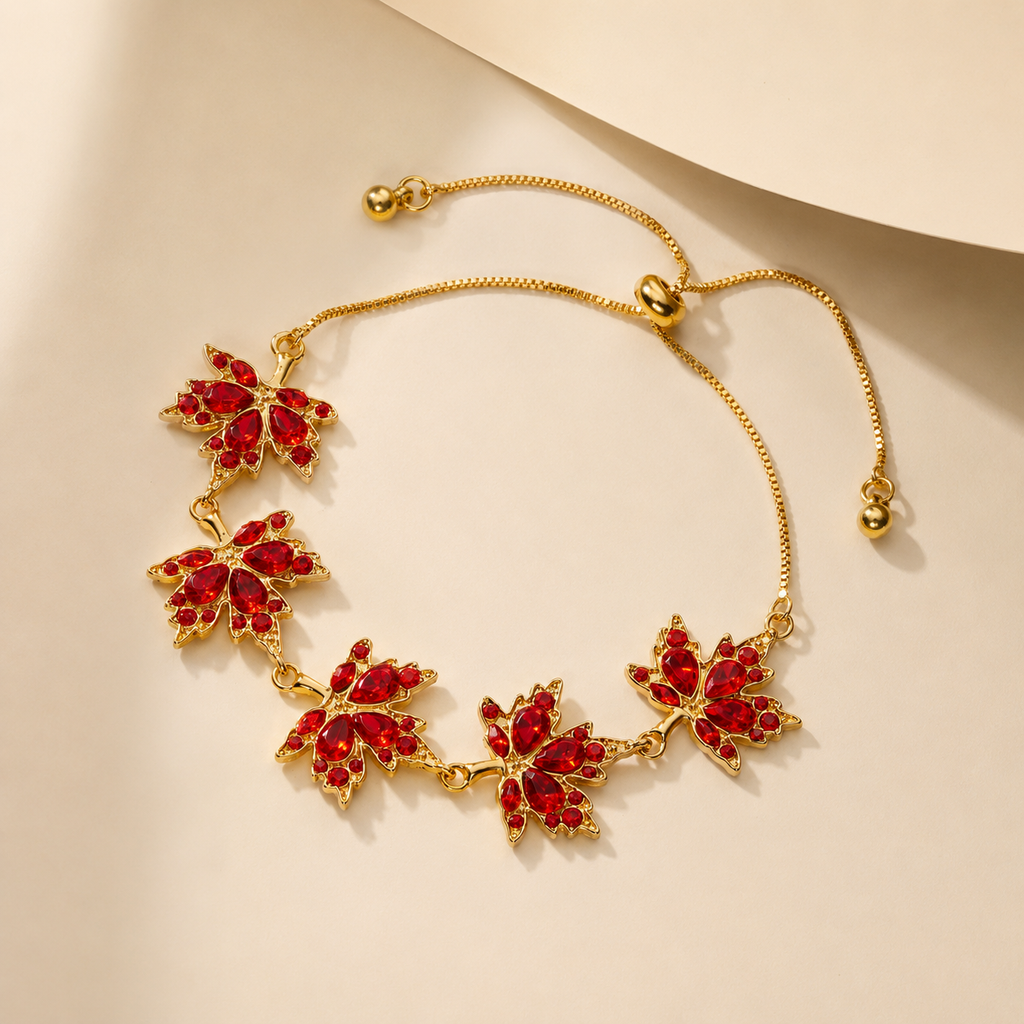 Elodie Red Crystal Leaf Jewelry