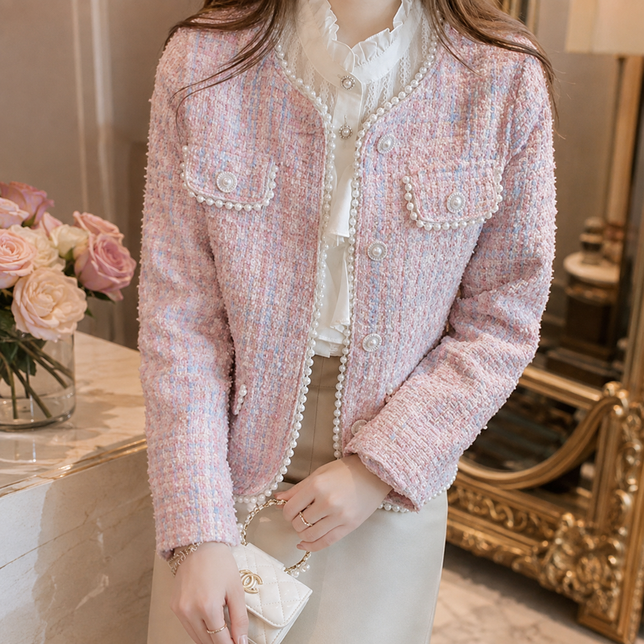 Camille Women's Pearl-Trim Tweed Jacket