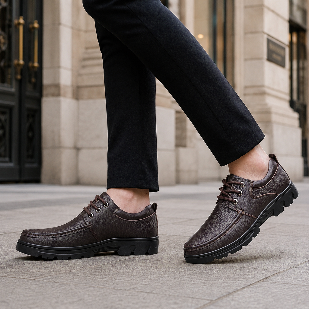 Lorenzo Men's Genuine Leather Lace-Up Casual Shoes
