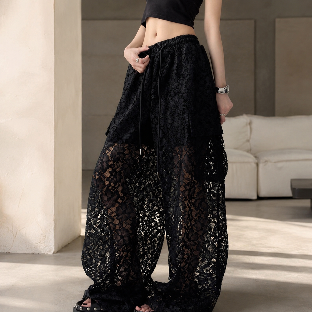 Elodie Women's Floral Lace Wide-Leg Pants
