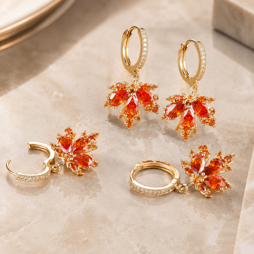 Rosalie Crystal Leaf Drop Earrings