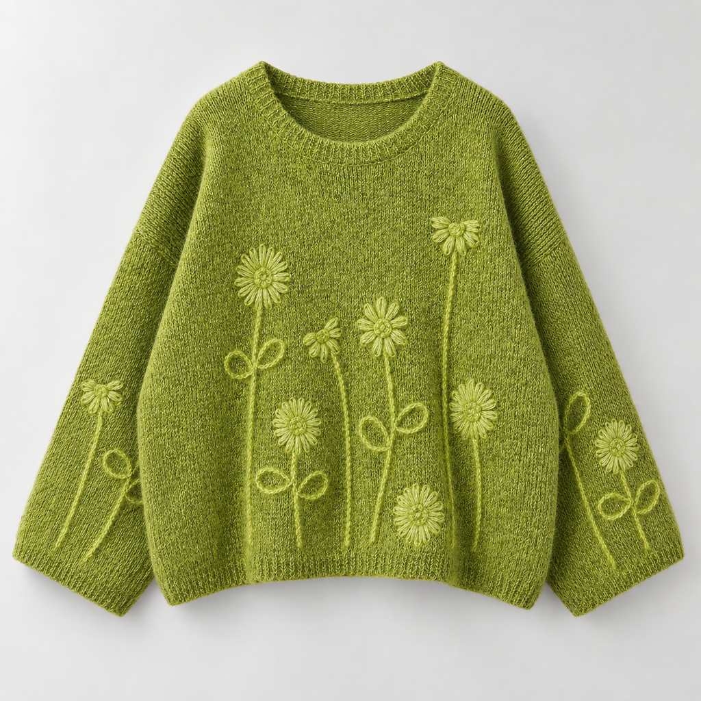 Amelia Floral Embroidered Knit Sweater