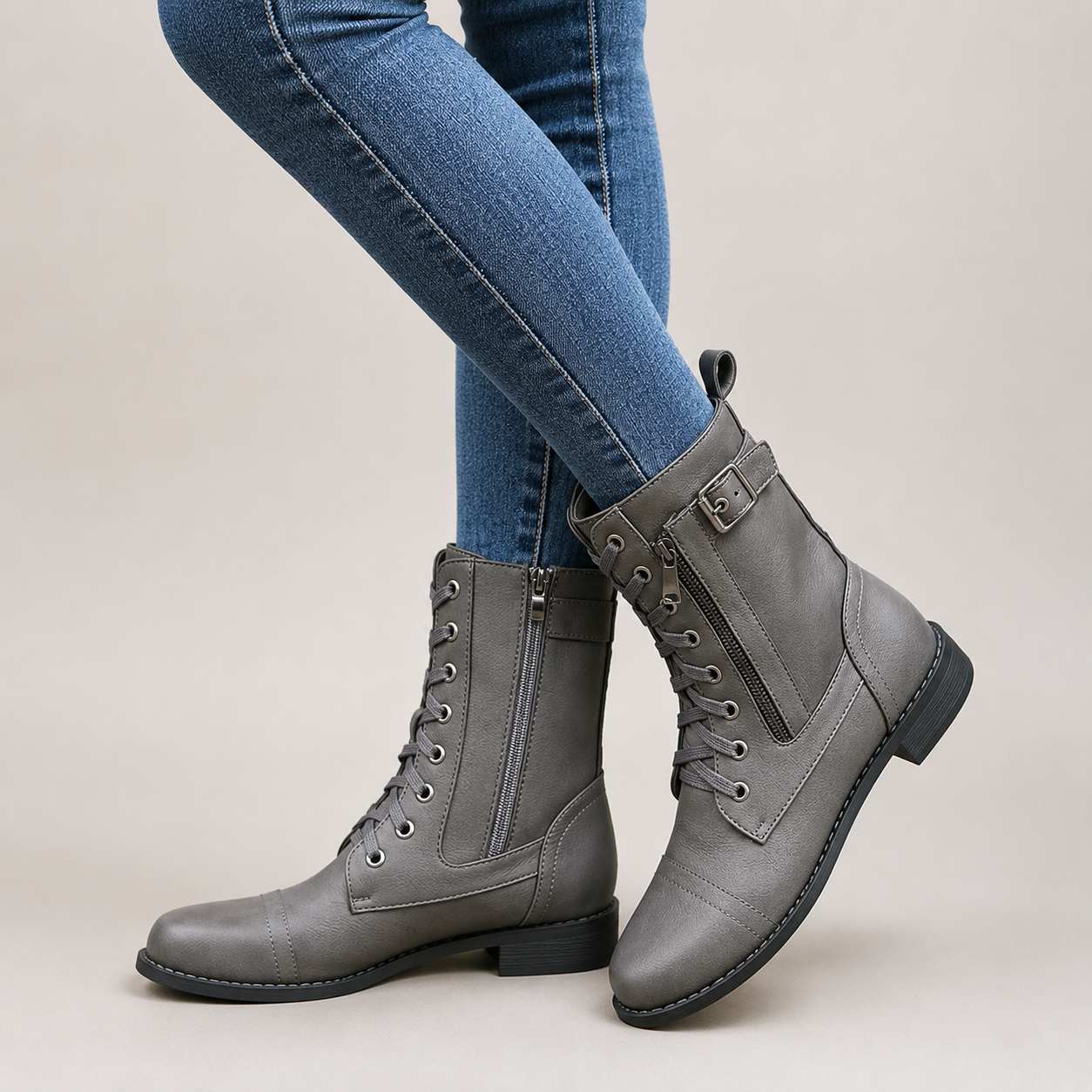 Brielle Women’s Lace-Up Boots with Side Zipper
