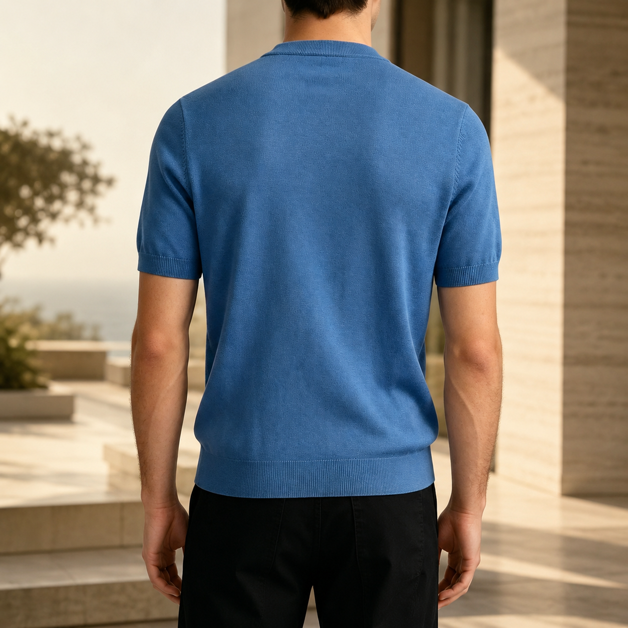 Alessandro Men's Textured Knit Short Sleeve Crewneck Shirt