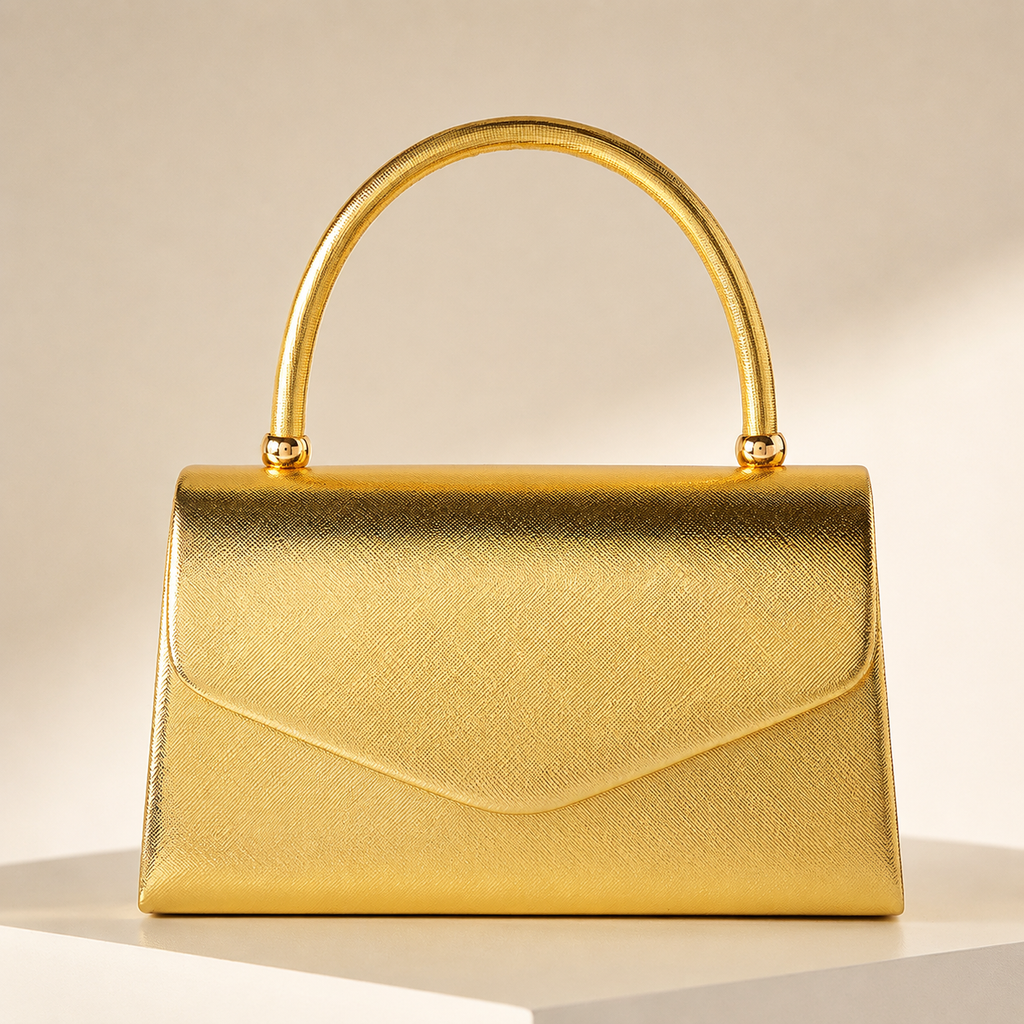 Genevieve Metallic Top Handle Evening Bag