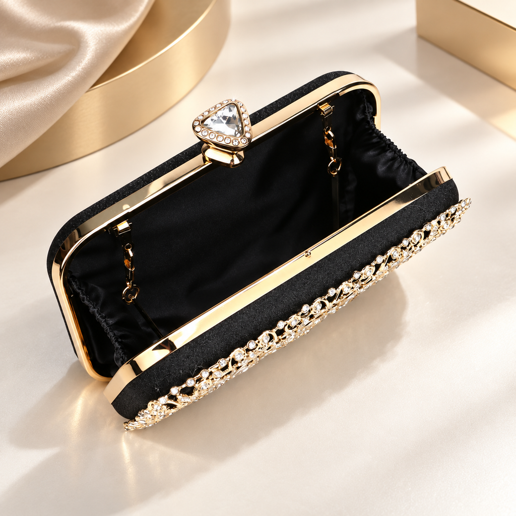Isabella Floral Crystal Evening Clutch Bag