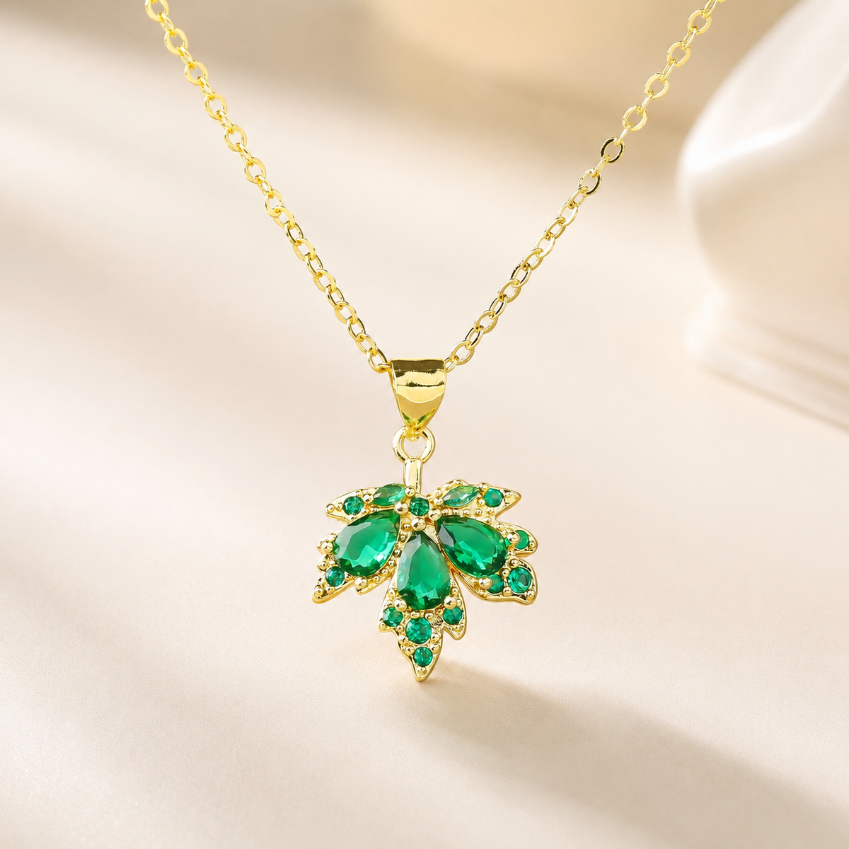 Gianna Crystal Leaf Pendant Necklace