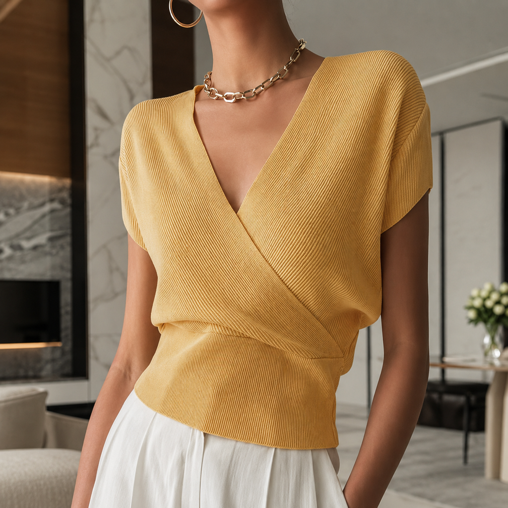 Serafina Women's Ribbed Wrap Top