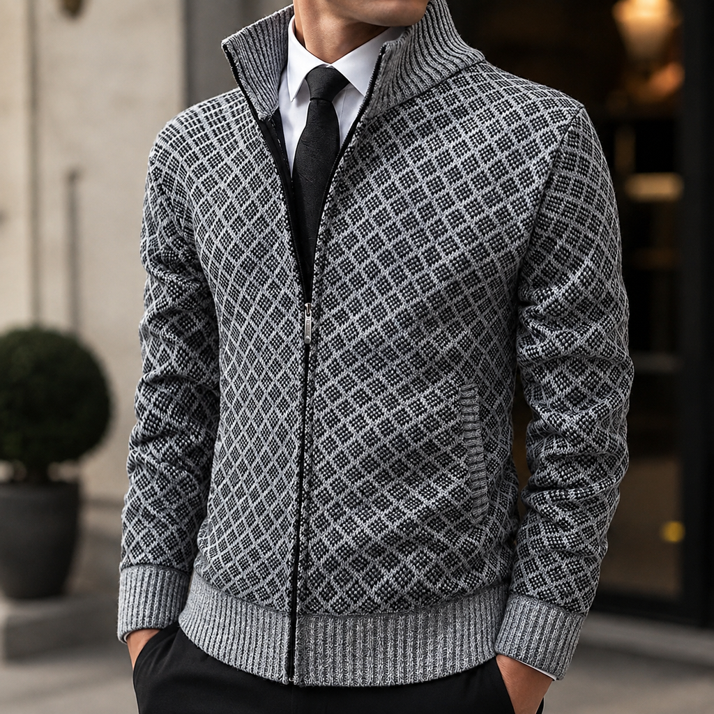 Sebastian Men's Zip-Up Cardigan Sweater – Refined Full-Zip Knit Layer