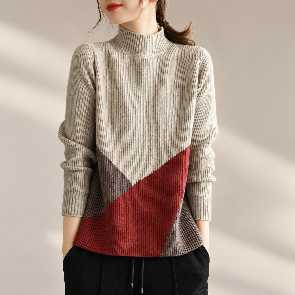 Alessia Women’s Color Block Mock Neck Sweater