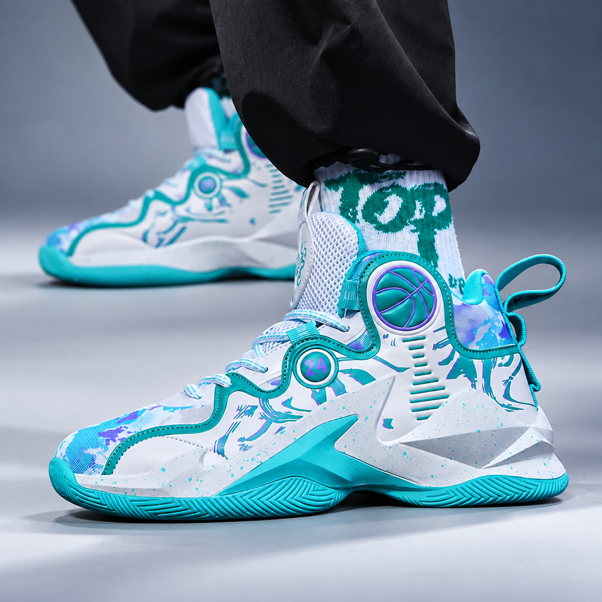 Avery High-Top Basketball-Inspired Sneakers – Sculpted Sole & Graphic Detail