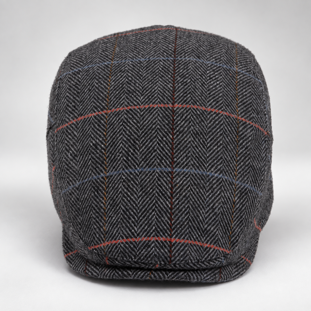 Callum Men’s Herringbone Plaid Flat Cap – Classic Check Driving Hat