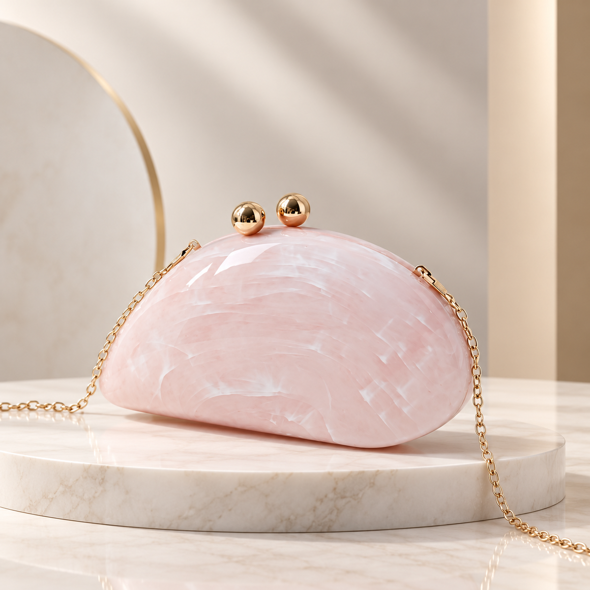 Alessia Marbled Hard-Shell Clutch Bag with Gold-Tone Kiss
