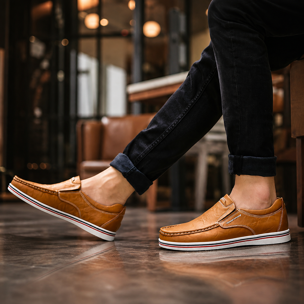 Matteo Men’s Genuine Cowhide Leather Slip-On Loafers