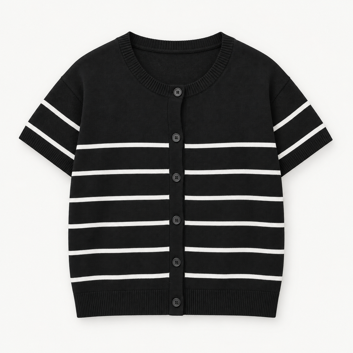 Clara Striped Short Sleeve Knit Cardigan