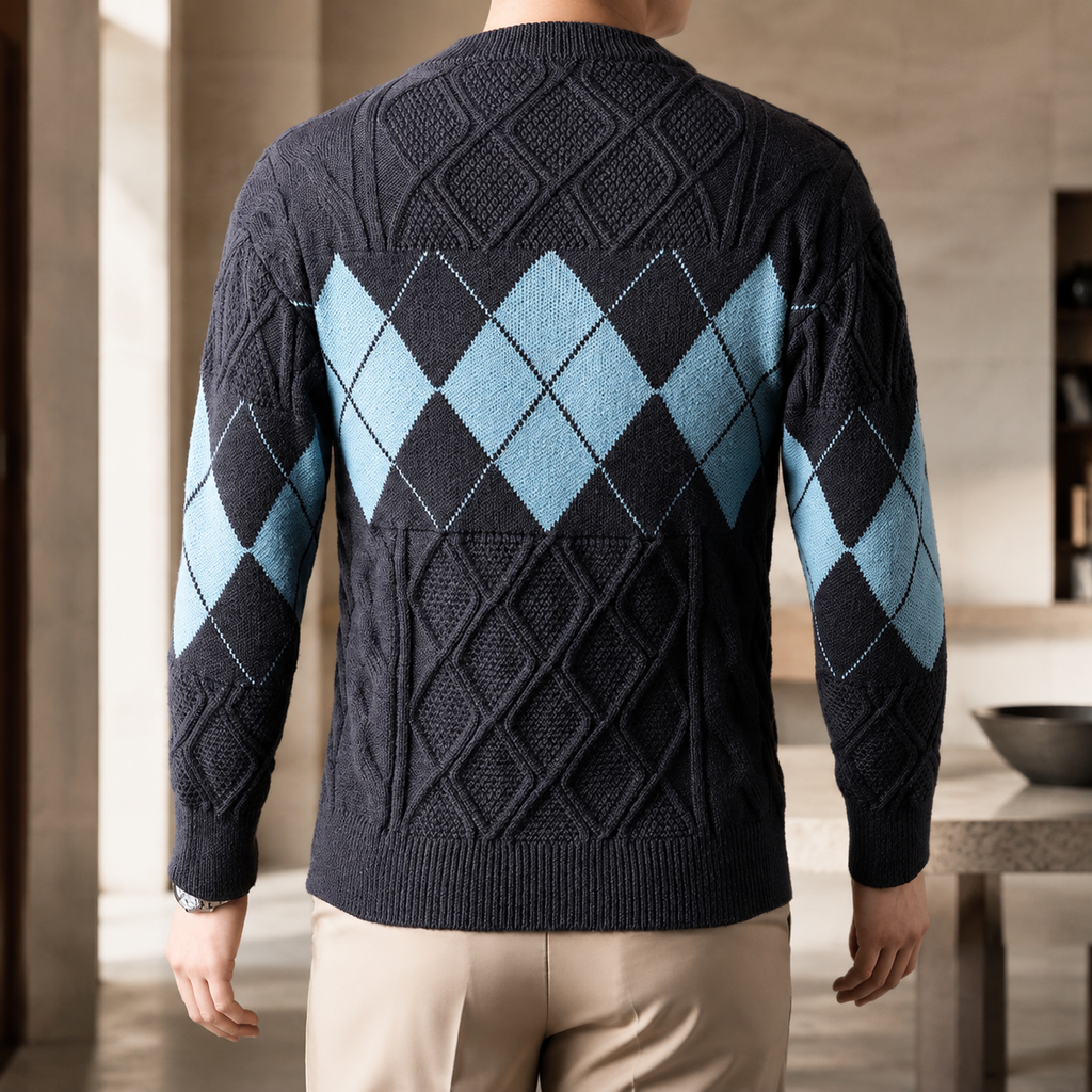 Lorenzo Textured Diamond Knit Sweater for Men