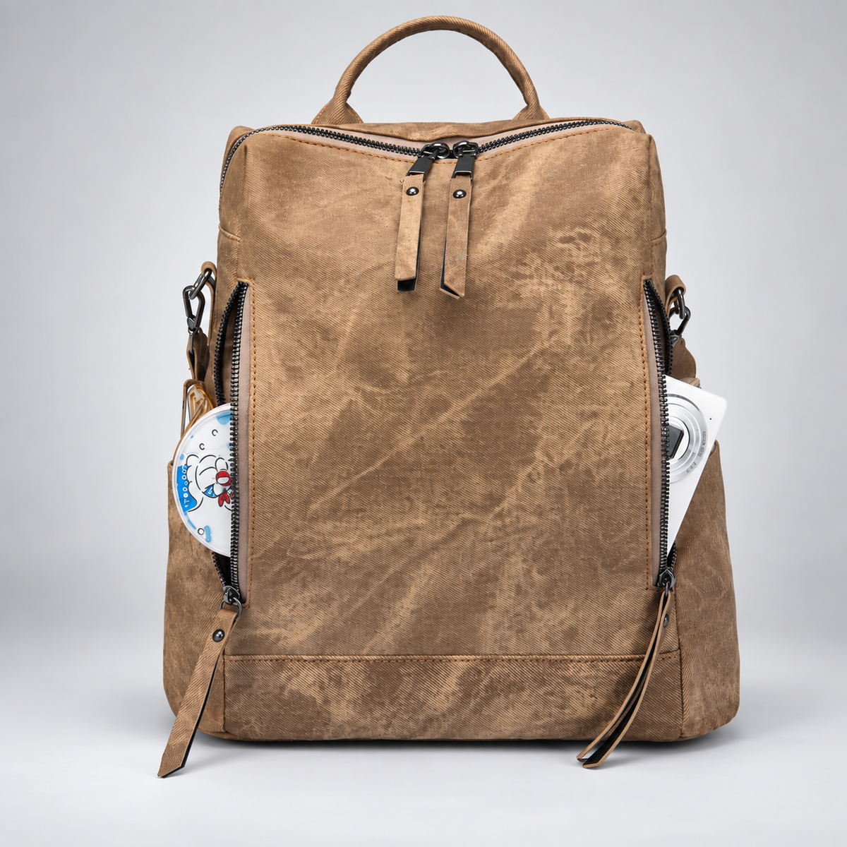 Florence Women’s Convertible Backpack Purse – Washed Multi-Pocket Crossbody Travel Bag