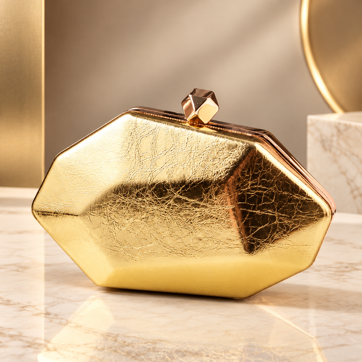 Marcella Geometric Metallic Evening Clutch