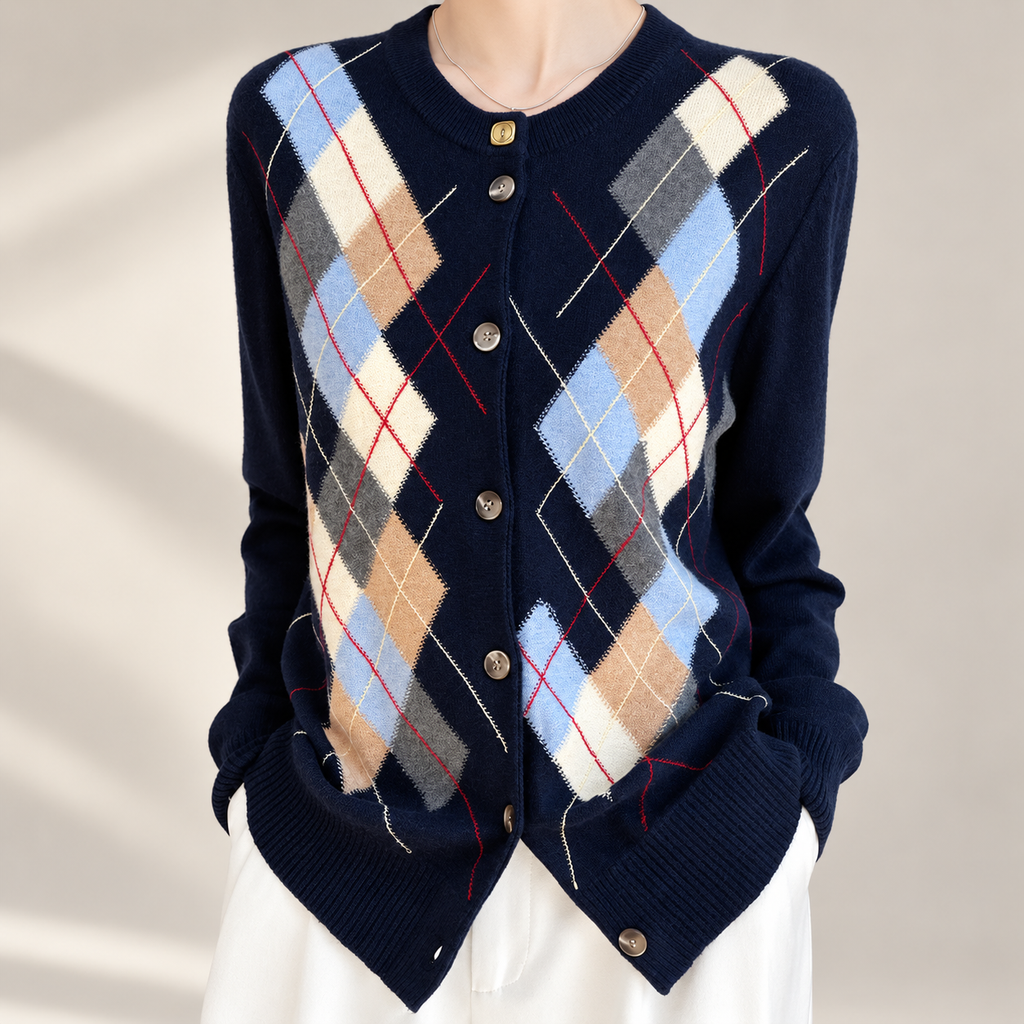 Camille Women’s Argyle Knit Cardigan