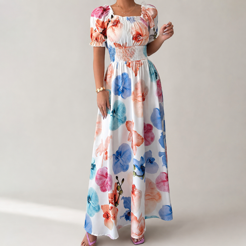Lily's Floral Puff Sleeve Maxi Dress