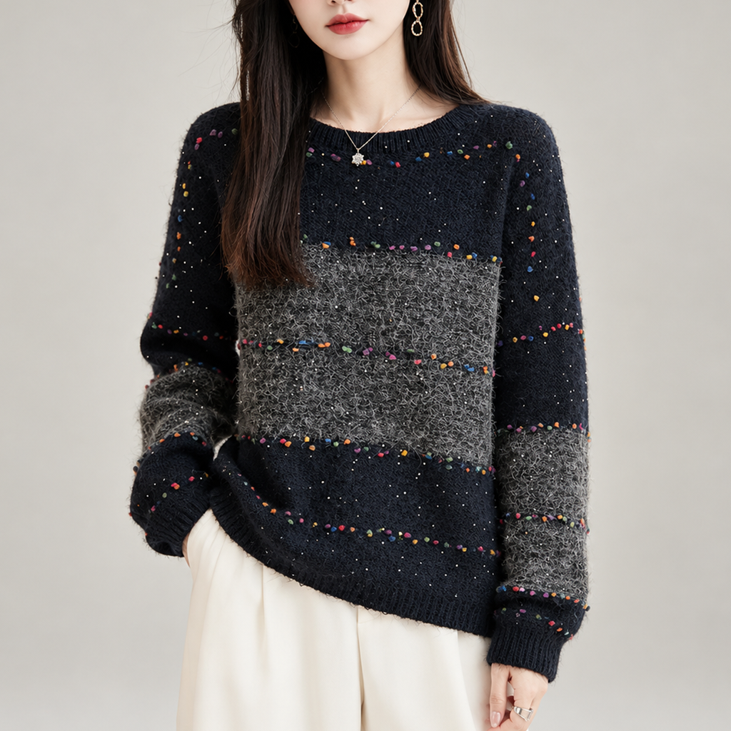 Elodie Women’s Colorblock Confetti Knit Sweater