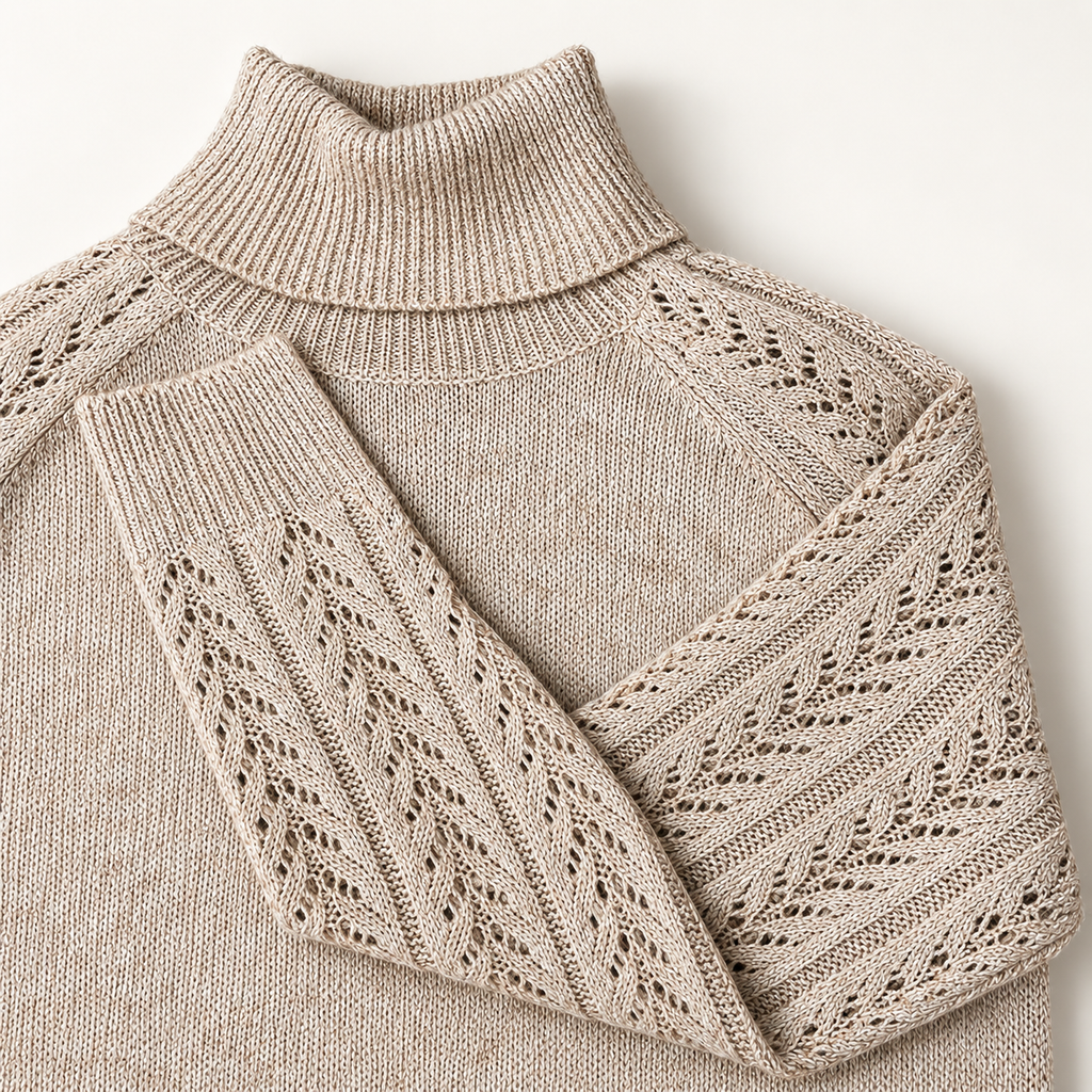 Camille Women’s Lace-Knit Turtleneck Sweater
