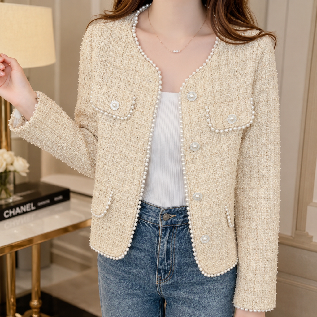Camille Women's Pearl-Trim Tweed Jacket