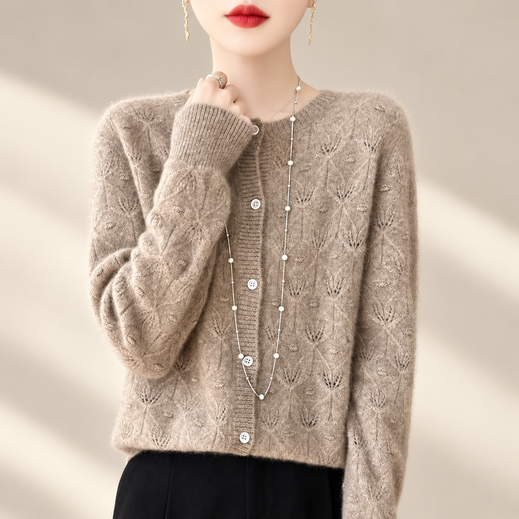 Marielle Women’s Floral Openwork Knit Cardigan