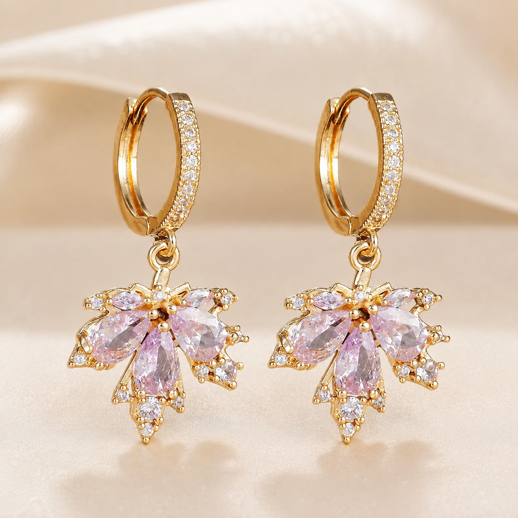Rosalie Crystal Leaf Drop Earrings