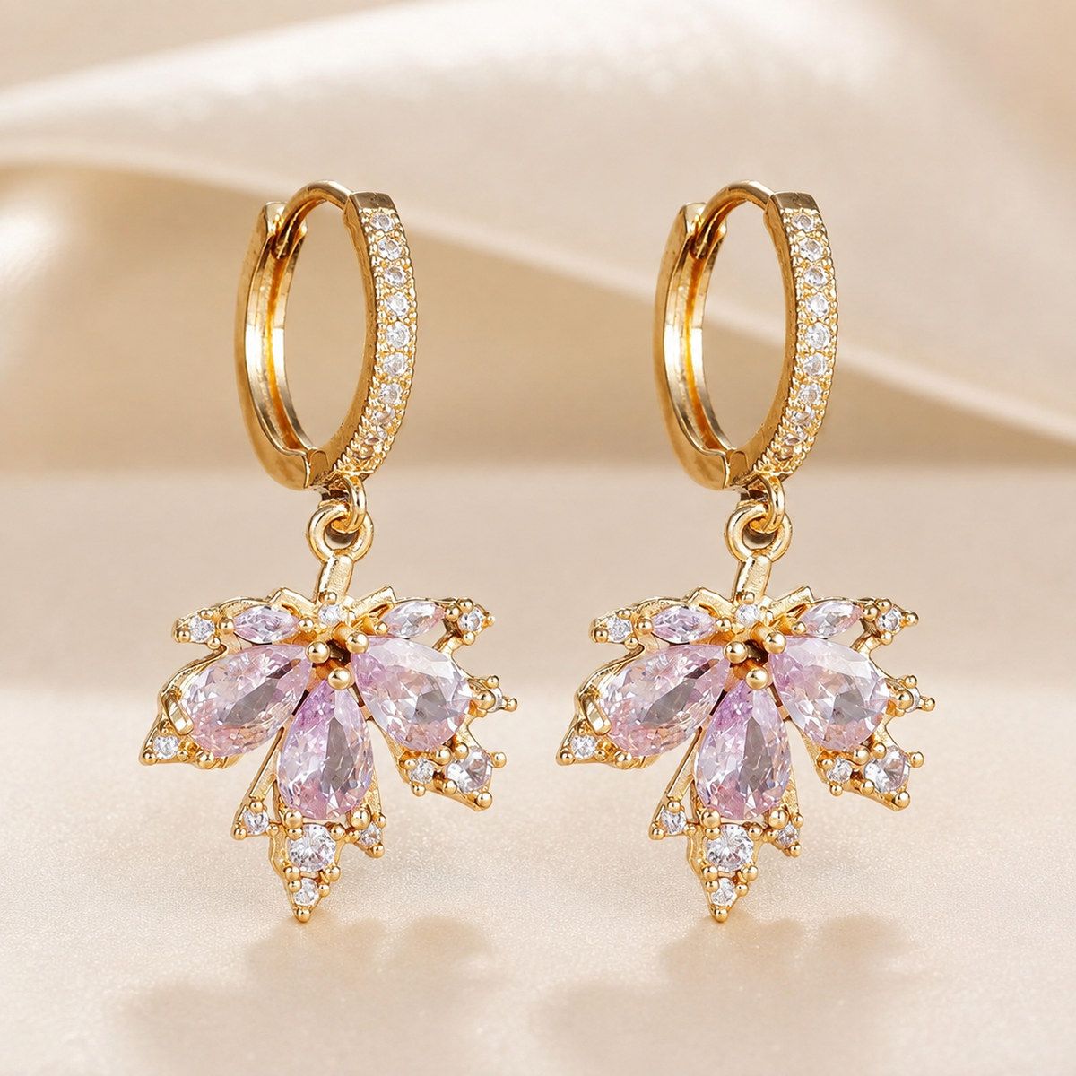 Rosalie Crystal Leaf Drop Earrings