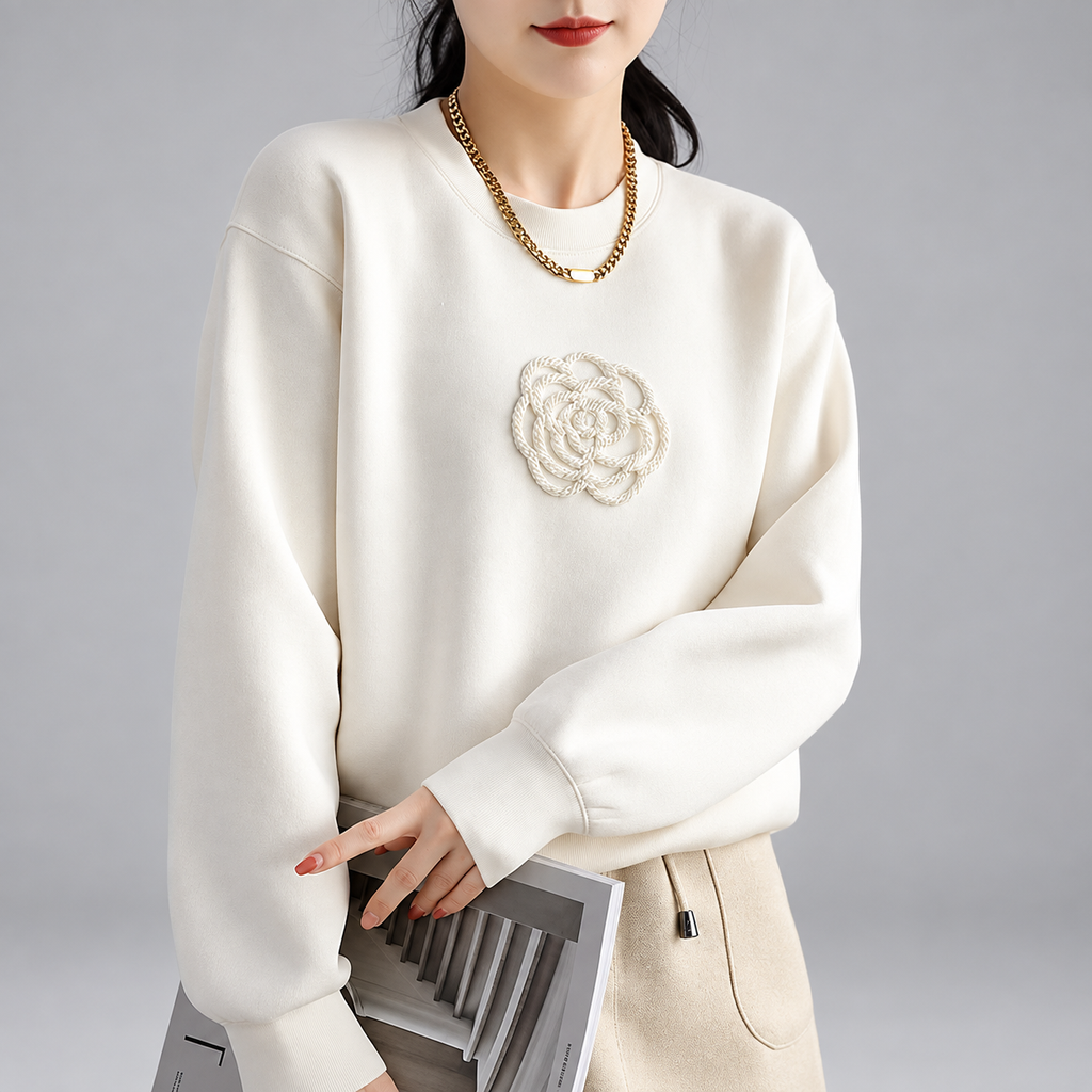 Elodie Women’s Floral Appliqué Crewneck Sweatshirt