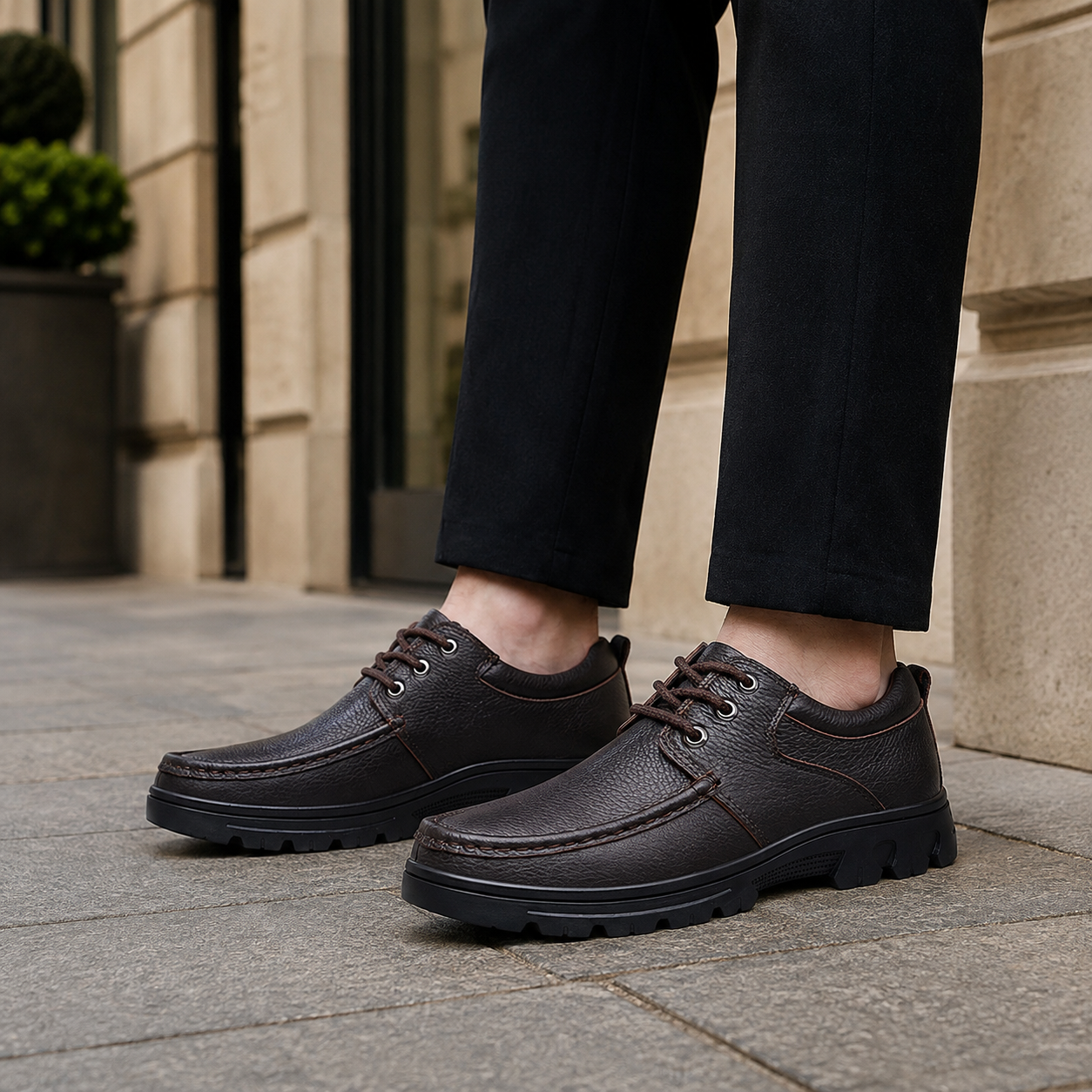 Lorenzo Men's Genuine Leather Lace-Up Casual Shoes