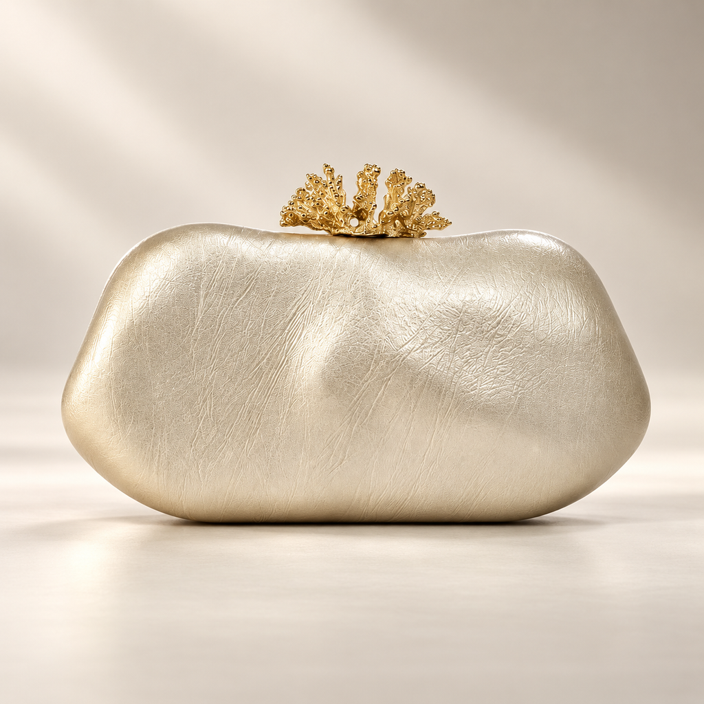 Valentina Italian Coral Clasp Evening Clutch Bag