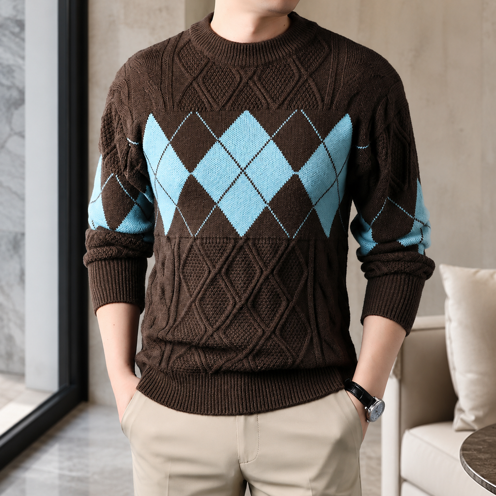 Lorenzo Textured Diamond Knit Sweater for Men