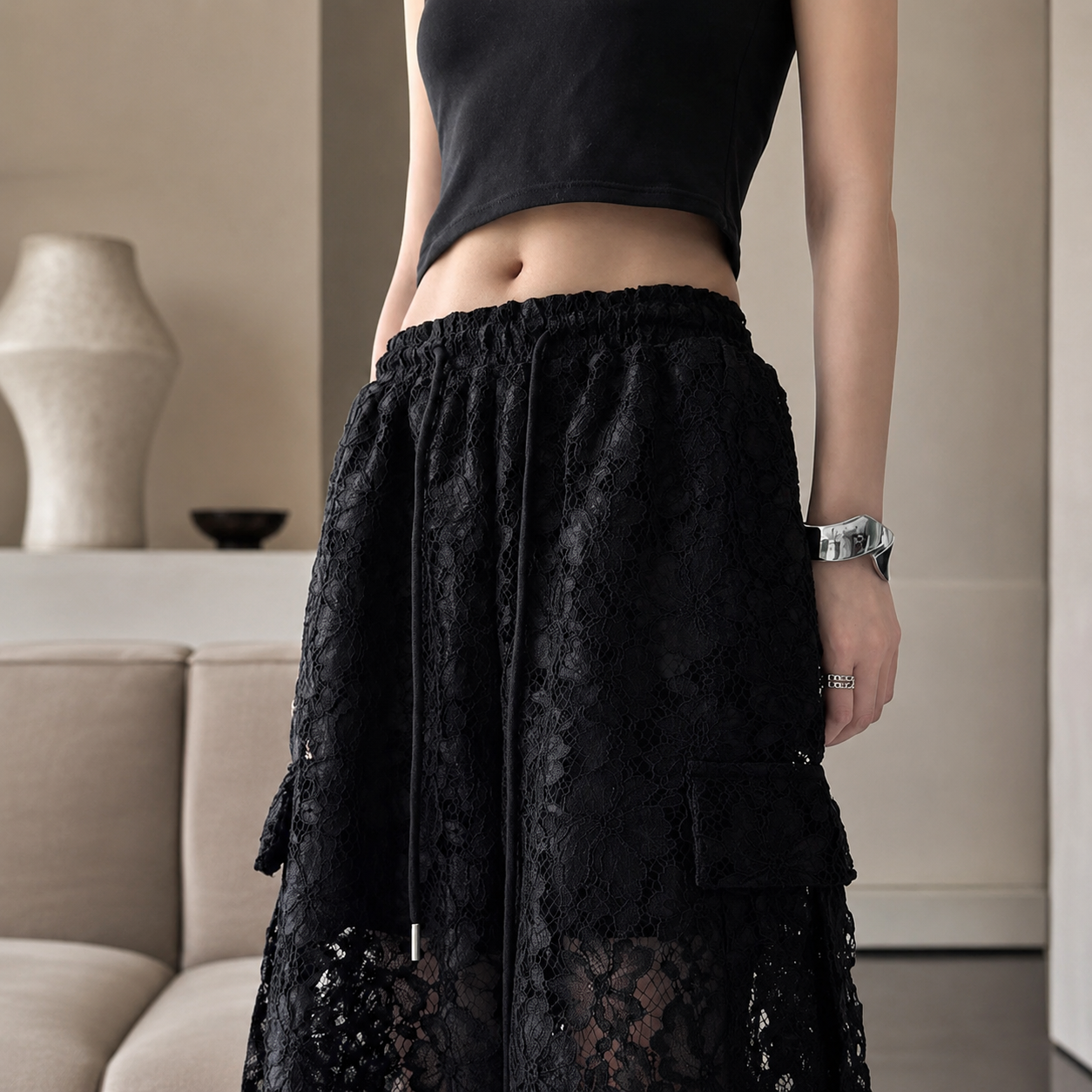 Elodie Women's Floral Lace Wide-Leg Pants