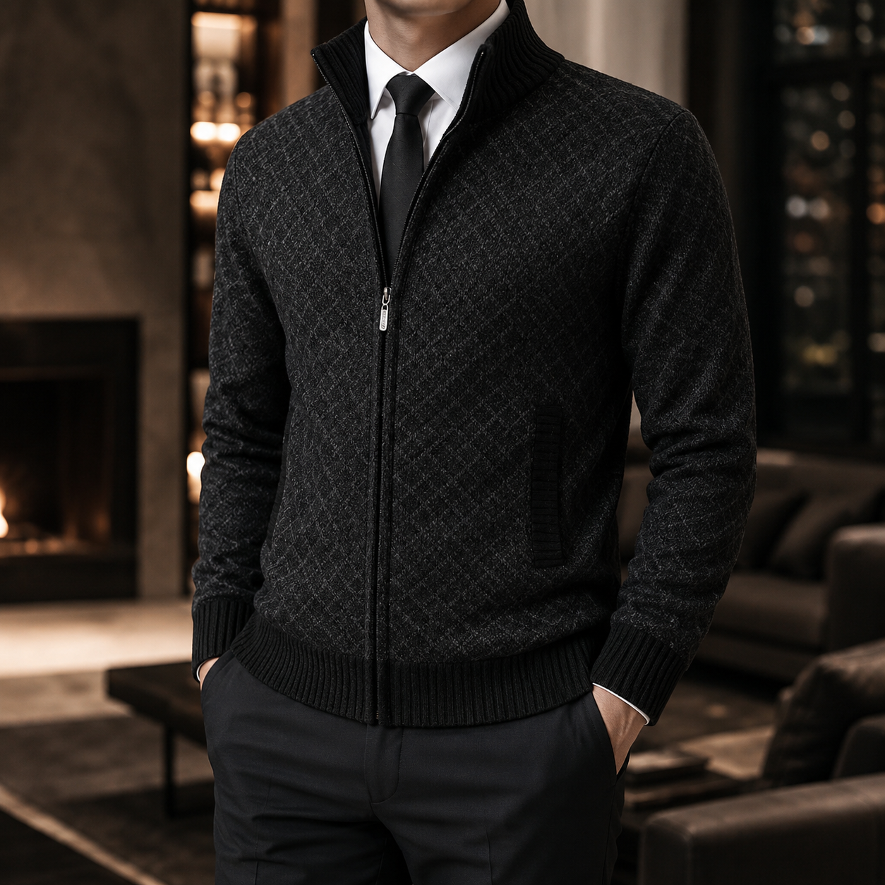 Sebastian Men's Zip-Up Cardigan Sweater – Refined Full-Zip Knit Layer