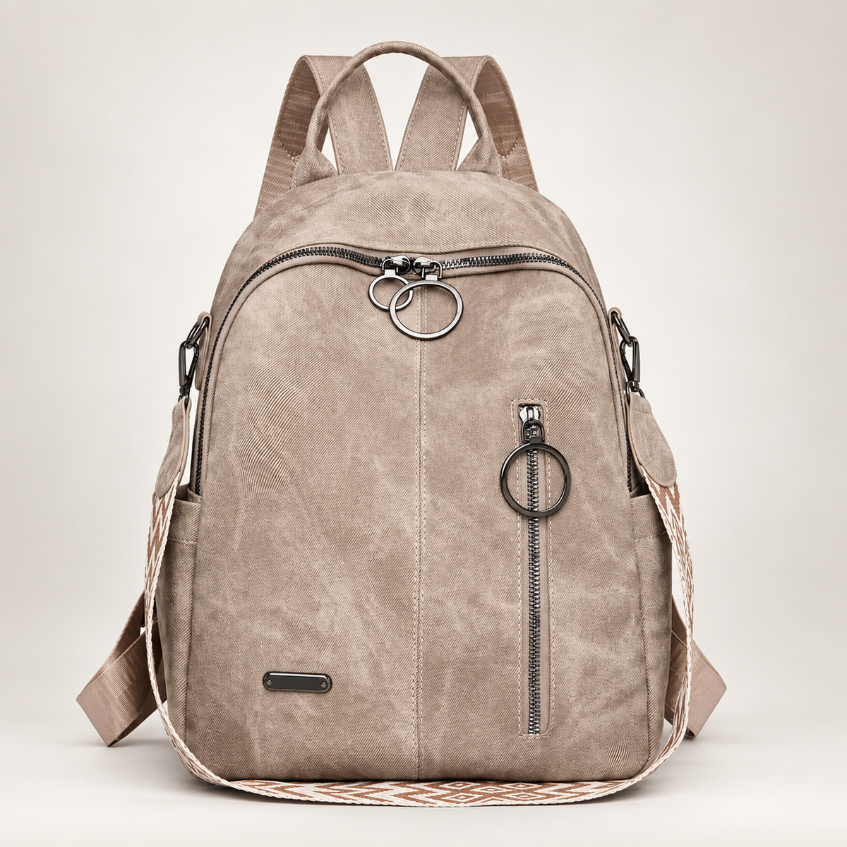 Camille Women’s Casual Backpack Purse with Ring-Pull Zippers