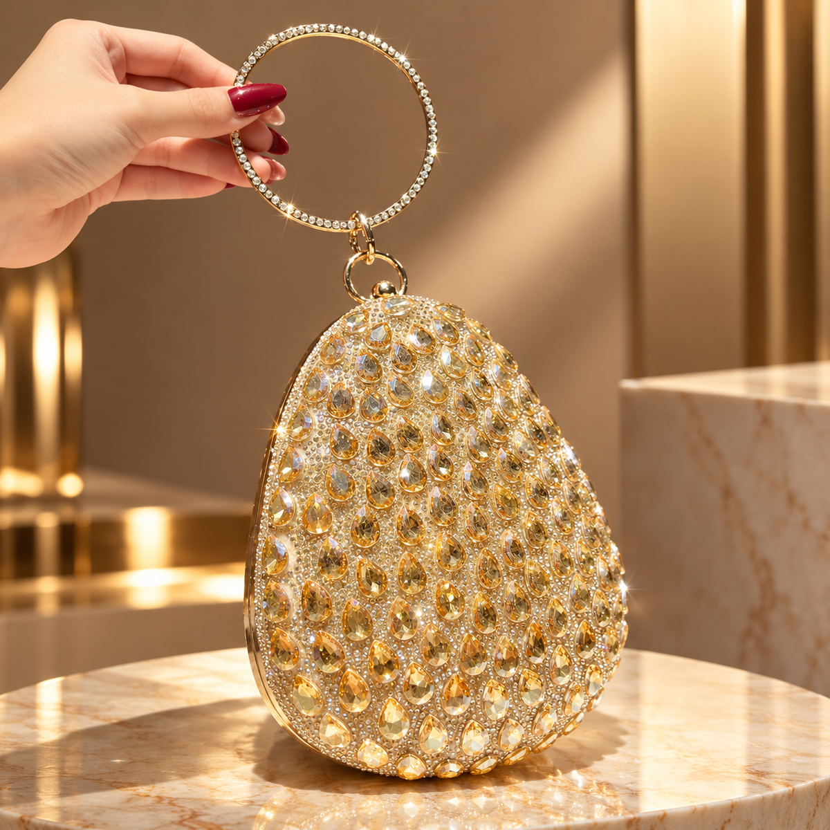 Camille Crystal Egg Clutch Evening Bag
