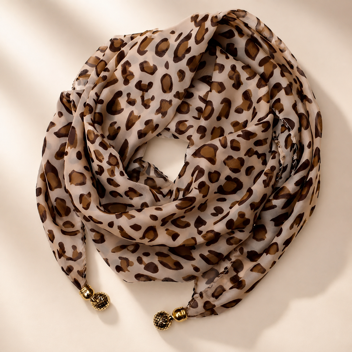 Sabrina Leopard Print Magnetic Buckle Neck Scarf