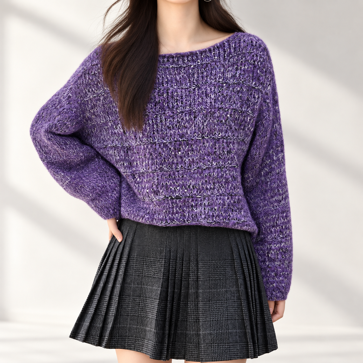 Elodie Sequin Marled Knit Boat Neck Sweater