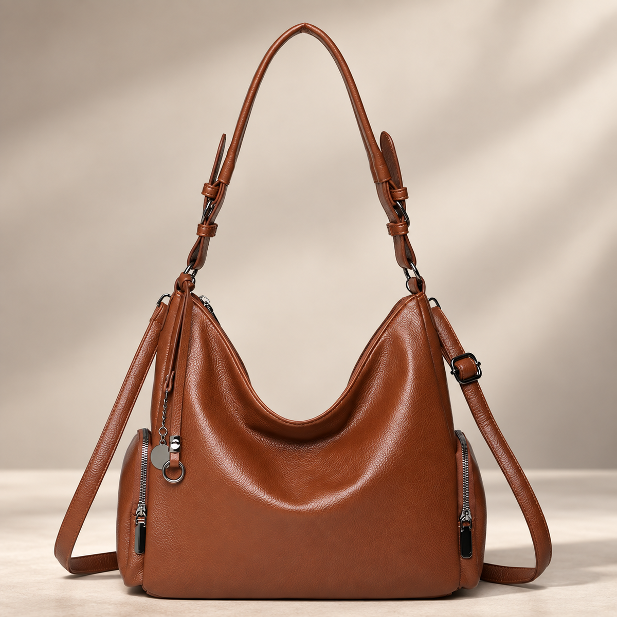 Lucienne Women’s Hobo Shoulder Bag – Slouchy Crossbody Handbag with Side Zip Pockets