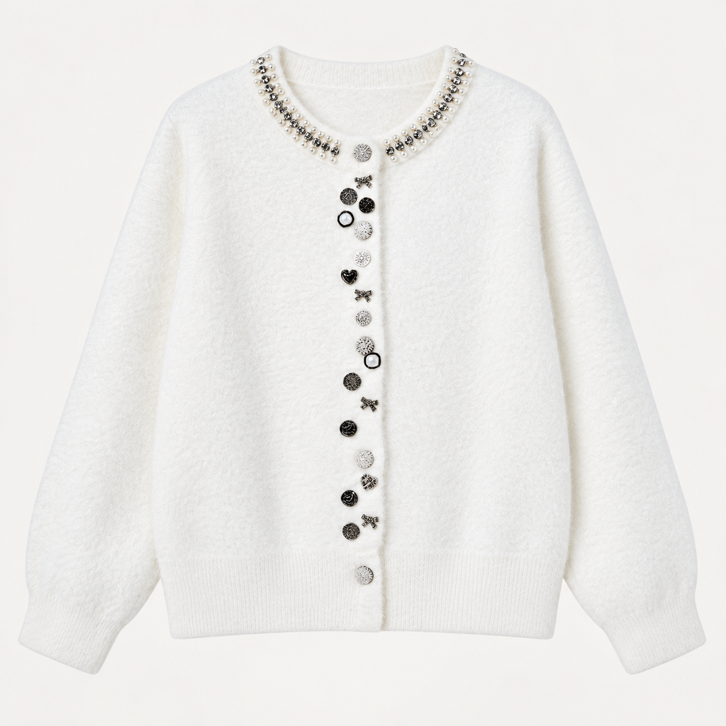 Lucienne Women’s Embellished Button Front Knit Cardigan