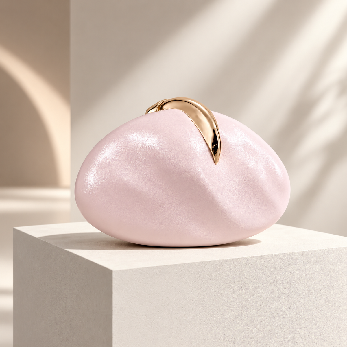 Alessandra Sculptural Clutch Bag with Gold-Tone Clasp & Chain Strap